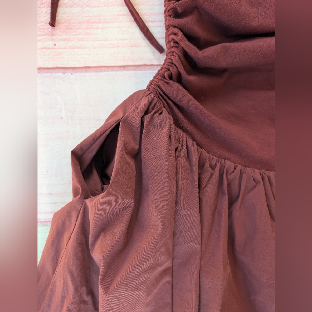 Amylynn Alexa Burgundy Puffball Dress 4US drop waist ruched dress - Picture 11 of 13